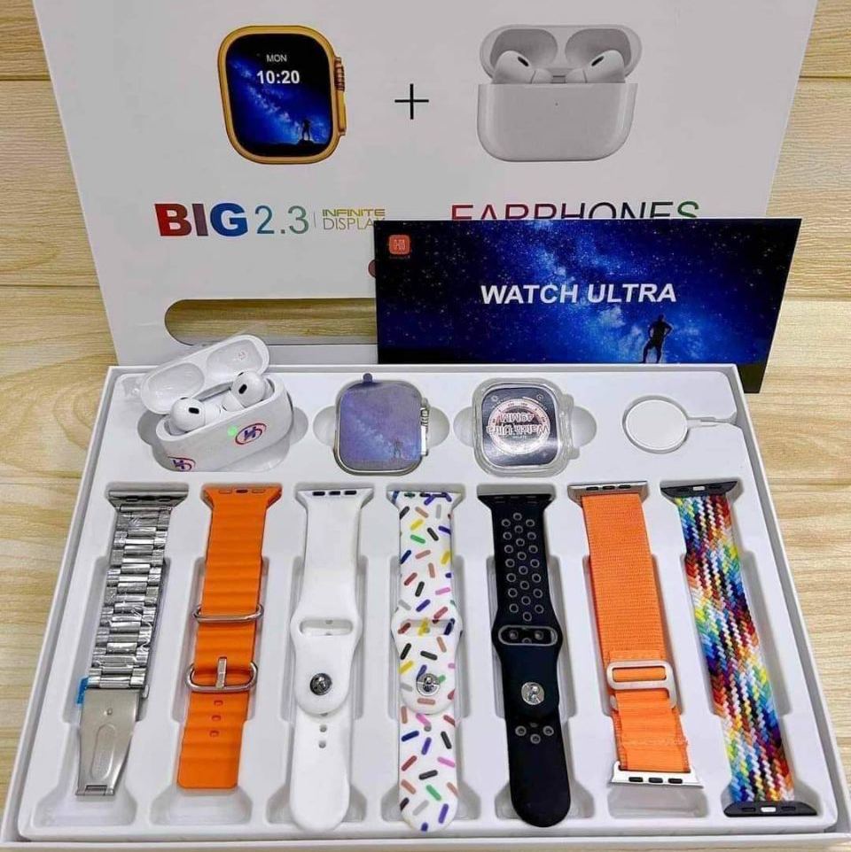 Smart Watch ( 1 Montre + 1 AirPods Pro + 7 Bracelets + pochette )