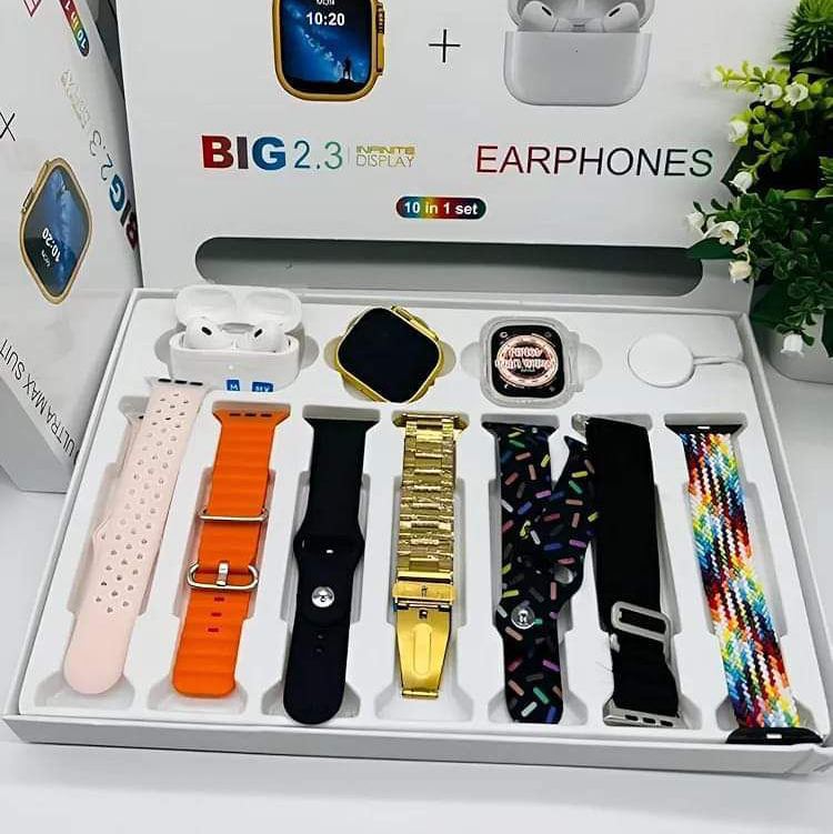 Smart Watch ( 1 Montre + 1 AirPods Pro + 7 Bracelets + pochette )